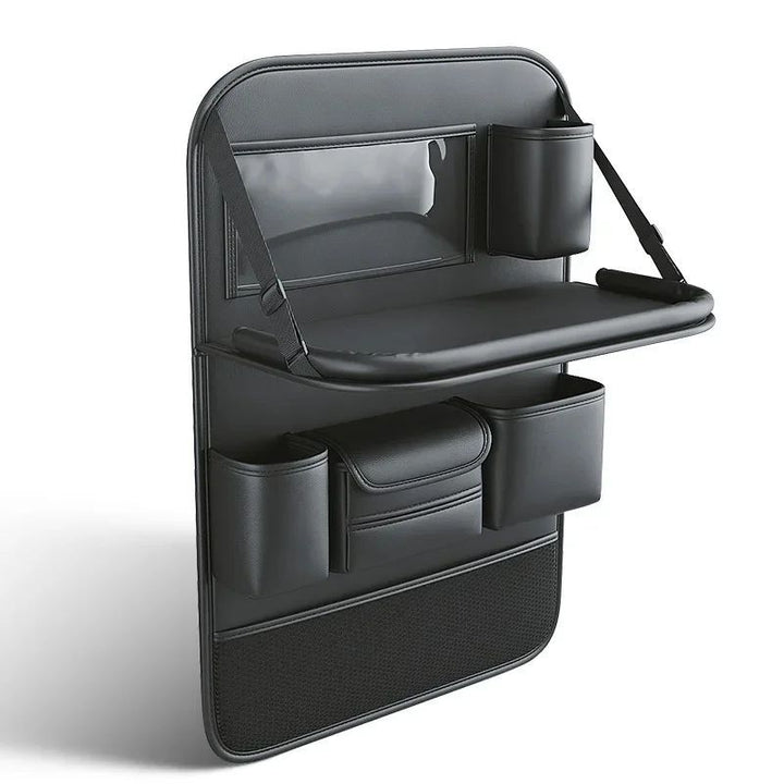 Car Seat Storage Bag Auto Back Seat Back Organizer With Foldable Table Tray PU Leather Tablet Holder Tissue Box Car Accessories - ZEYTONCART