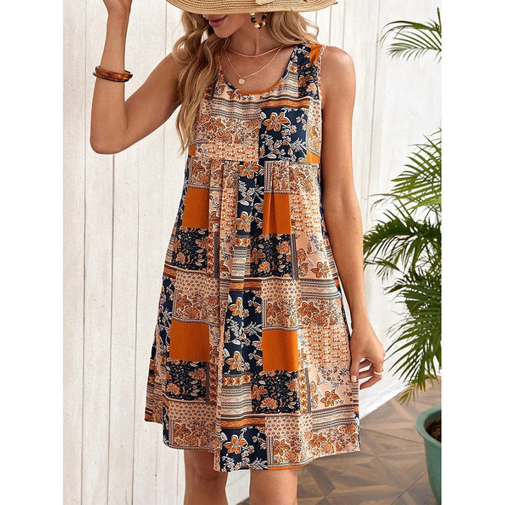 Women's Summer Dress Sleeveless Floral Boho Sundress Swimsuit Coverup Casual Loose Beach Vacation Tank Dresses - ZEYTONCART