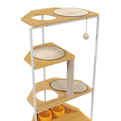 Cat Apartment With Feeding Station And Climbing Platform, Pet Furniture For Indoor Cats - ZEYTONCART