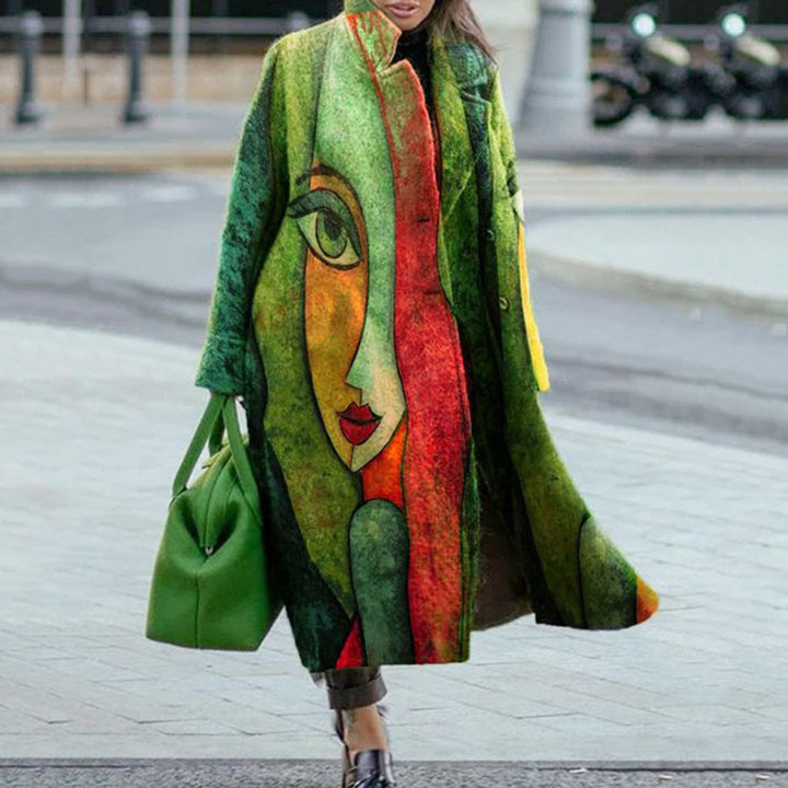 Women's Color Matching Plaid Long-sleeved Coat - ZEYTONCART