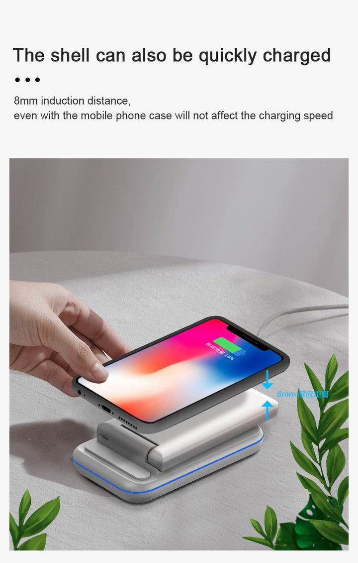 Folding Three-in-one Wireless Charging Stand Smart Fast Charge - ZEYTONCART