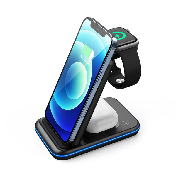 Folding Three-in-one Wireless Charging Stand Smart Fast Charge - ZEYTONCART
