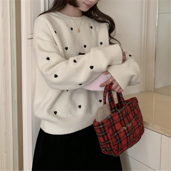 Autumn And Winter Temperament Crew Neck Lovely Loose Soft Glutinous Pullover Sweater For Women - ZEYTONCART