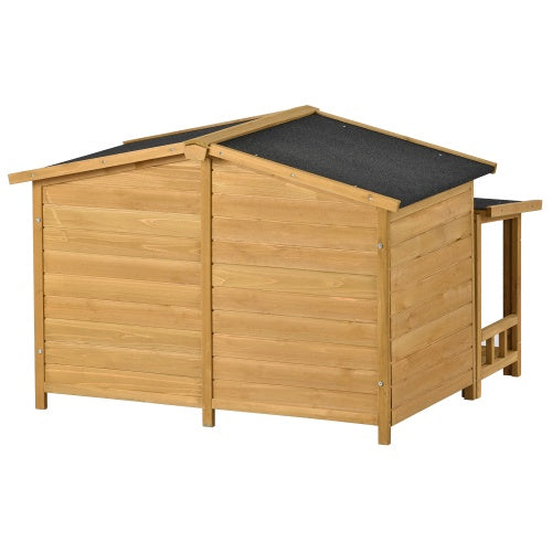 Large Wooden Dog House Outdoor Hut Style With Porch, 2 Doors - ZEYTONCART