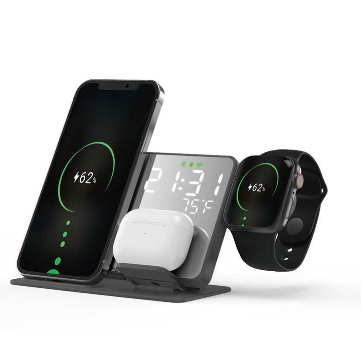 Two-in-one Wireless Rechargeable Alarm Clock 15W Thermometer - ZEYTONCART