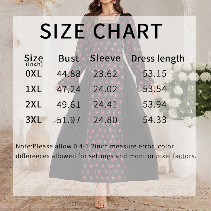 Women's Elegant Floral Print Square Neck Dress With Puff Sleeves & Cinched Waist, Summer Bohemian Dress - ZEYTONCART