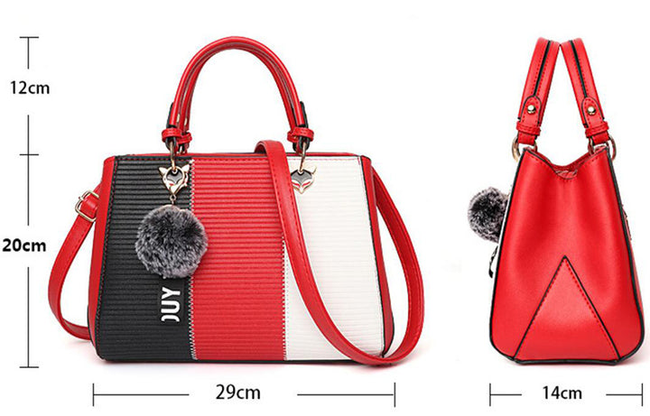 Women Hairball Ornaments Totes Patchwork Handbag Party Purse Ladies Messenger Crossbody Shoulder Bags Women Handbags - ZEYTONCART