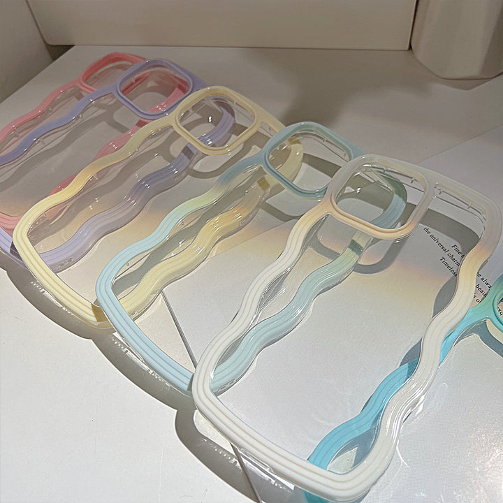 Wave Border Mobile Phone Case Solid Color Simple Candy Color - ZEYTONCART