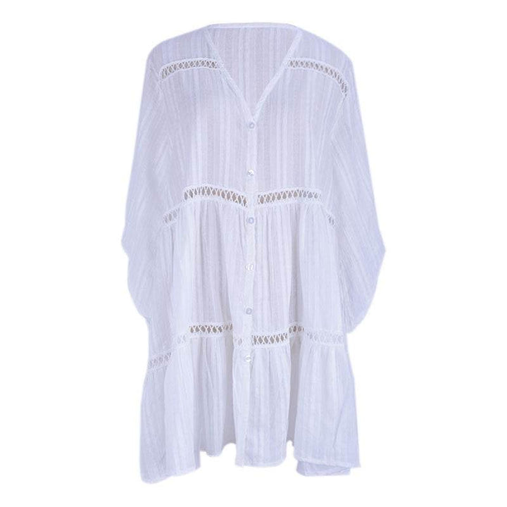 Cotton Jacquard Button Loose Sleeve Sunscreen Clothing For Women - ZEYTONCART