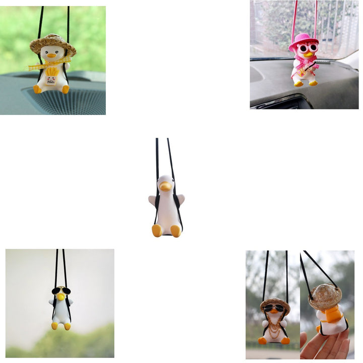 Car Pendant Cute Anime Little Duck Swing Auto Rearview Mirror Hanging Ornaments Interior Decoraction Accessories For Girls Gifts - ZEYTONCART