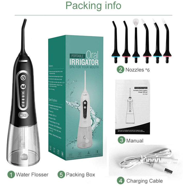 5 Modes Oral Irrigator, Portable Flosser, USB Rechargeable, Water - ZEYTONCART