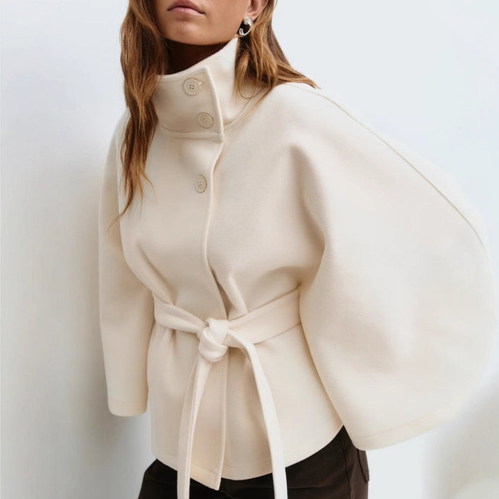 Winter High Neck Batwing Sleeve Coat With Belt Fashion Loose Elegant Button Top Trench Coat For Women Clothing - ZEYTONCART