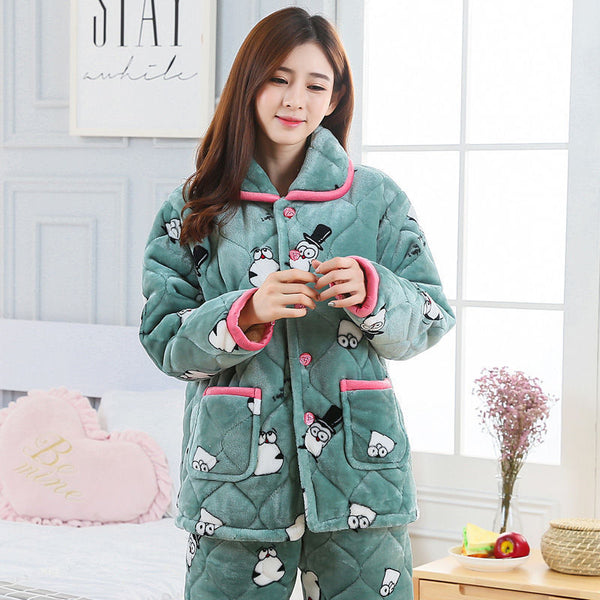Women's Pajamas Winter Thickened Three Layers In Winter - ZEYTONCART