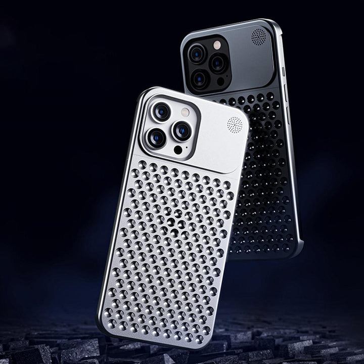 Aluminum Alloy Phone Case For 14 13 Pro Max Plus Hollow Heat Dissipation Anti-fall Full Body Shockproof Phone Cove - ZEYTONCART