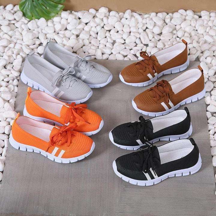 Casual Lace-up Mesh Shoes Preppy Flats Walking Running Sports Shoes Sneakers For Women - ZEYTONCART
