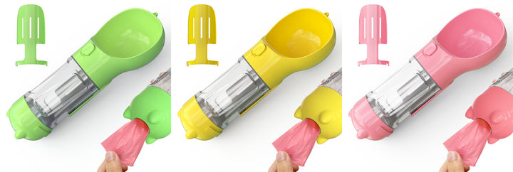 Pet Water Bottle Feeder Bowl Garbage Bag Storage Portable Pet Outdoor Travel 3 In 1 Dog Water Bottle - ZEYTONCART