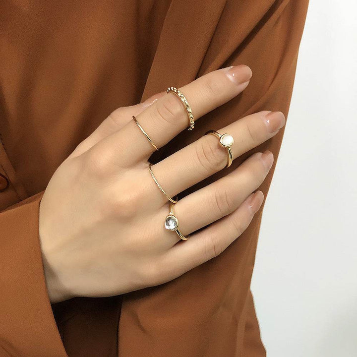 Colorful Stone Metalic Finger Rings Joint Combination Rings For Women Girl Rings - ZEYTONCART