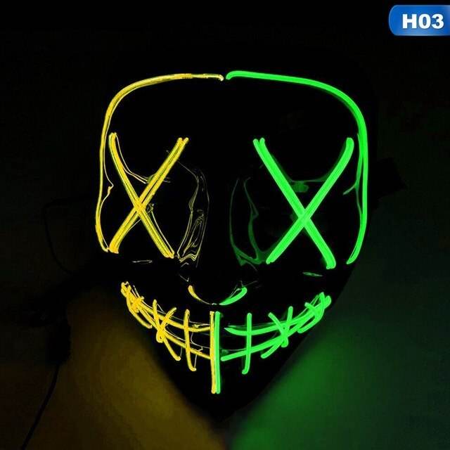 Scary face with blood horror thriller LED glow mask - ZEYTONCART