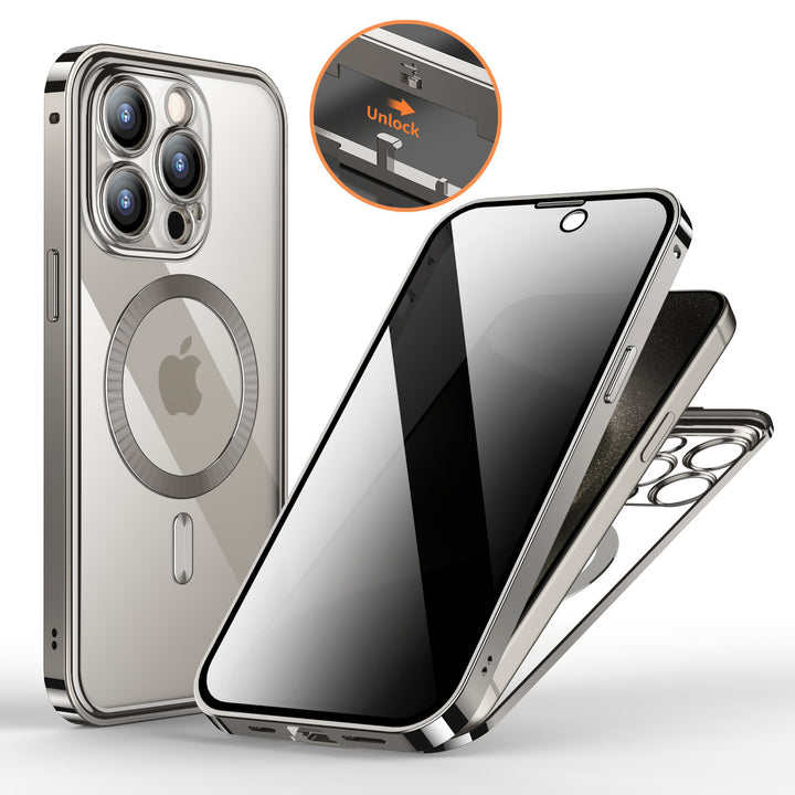 Anti-Privacy Metal Buckle Magnetic Support Wireless Charging Double-Sided Lens Full Cover Phone Case Protective Cover - ZEYTONCART
