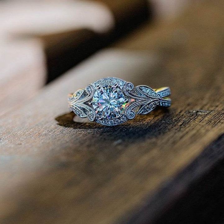 European and American Princess Rings Diamond Rings Tree Leaf Engagement Rings - ZEYTONCART
