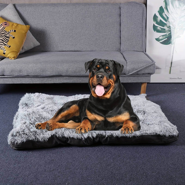 Pet Dog Bed Long Plush Cozy Warm Sleeping Beds Washable Anti-Slip Kennel Mats - ZEYTONCART