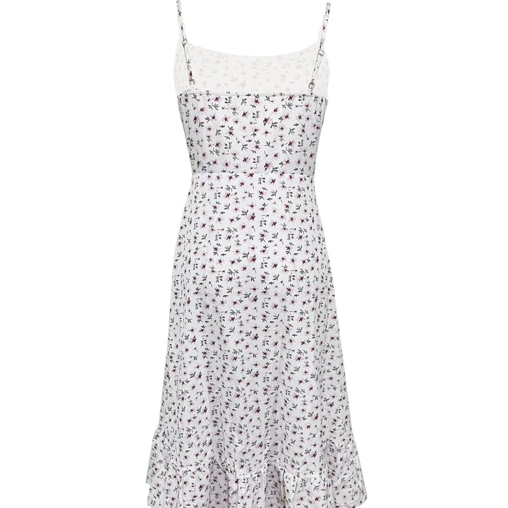 Ladies' Shallow V-neck Vacation Casual Small Floral Print Suspender Dress - ZEYTONCART