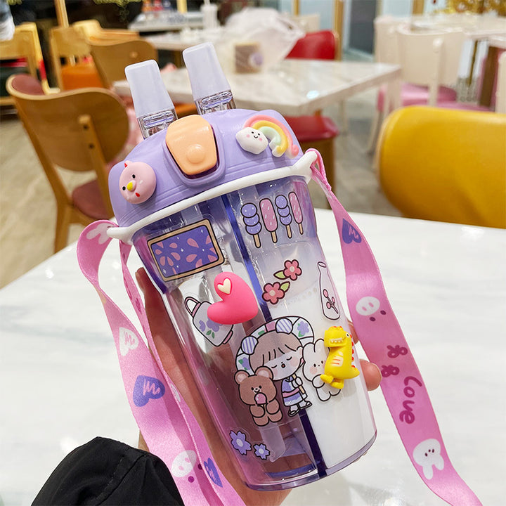 Children's Portable Cute Creative Double-tube Water Cup Two-in-one - ZEYTONCART