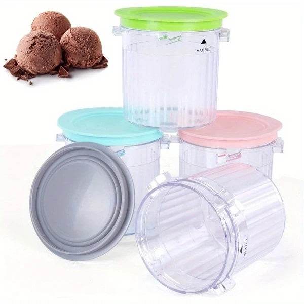 4 Pack Ice Cream Pints And Lids Compatible With Ninja Creami Breeze Ice Cream Makers, BPA-Free, Dishwasher Safe, For Nc299 300 301 Not For Nc100 - ZEYTONCART