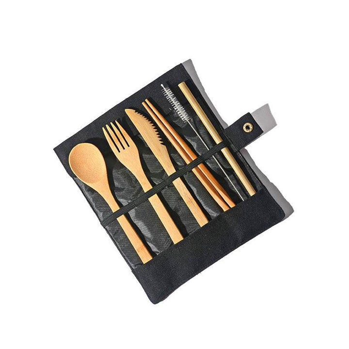 Bamboo Utensils Wooden Travel Cutlery Set Reusable Utensils With Pouch Camping Utensils Zero Waste Fork Spoon Knife Flatware Set - ZEYTONCART