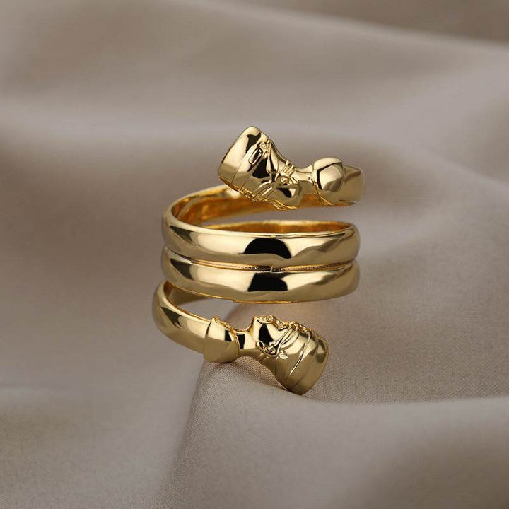 Indian Double Layered Rings Couple Rings - ZEYTONCART