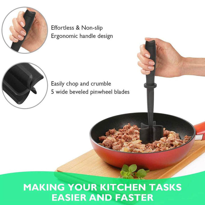 Meat Chopper Multifunctional Ground Beef Masher Ground Beef Turkey Nylon Chopper Utensil Non Stick Cookware - ZEYTONCART