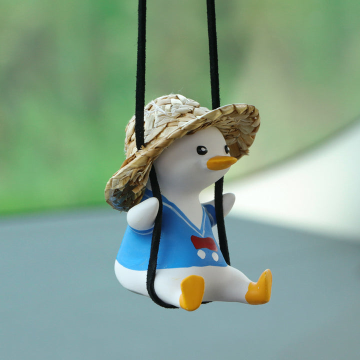 Car Pendant Cute Anime Little Duck Swing Auto Rearview Mirror Hanging Ornaments Interior Decoraction Accessories For Girls Gifts - ZEYTONCART