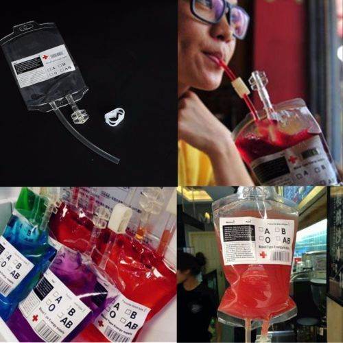 Transparent Food Grade PVC Drink Beverage Bag Vampire Blood Bag Cosplay Pouches Props Halloween Party Decoration Supplies - ZEYTONCART