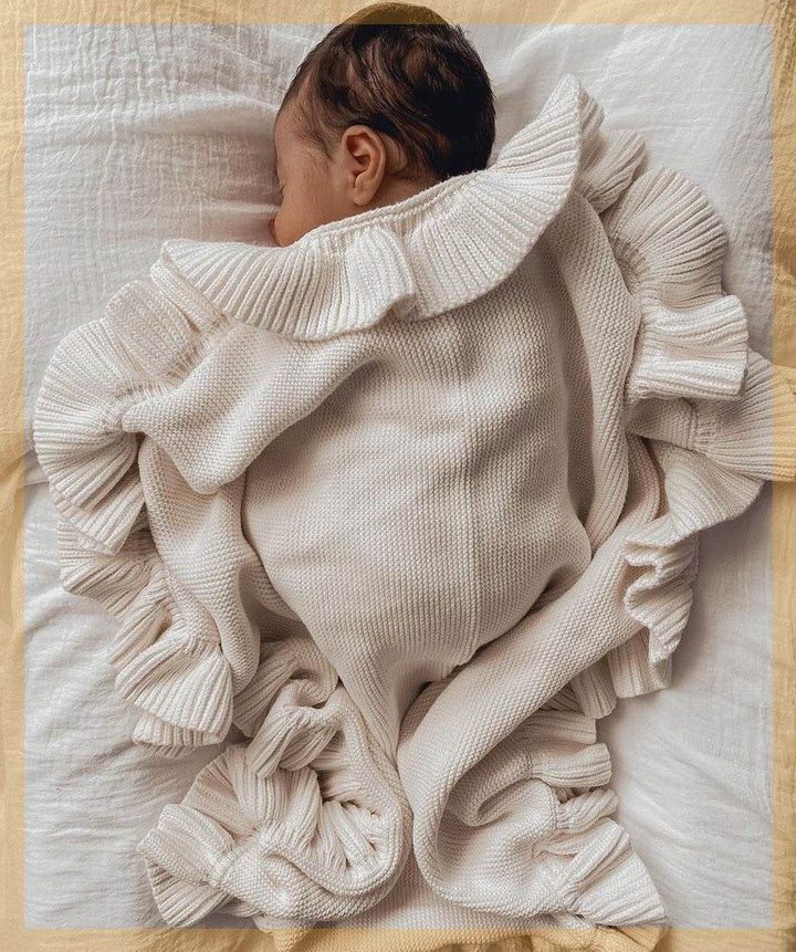 Knitted Baby Blankets Newborn Swaddle Wrap Ruffle - ZEYTONCART