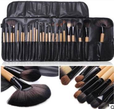 Manufacturer 24 Makeup Brushes 24 Wood Color Makeup Brushes 24 Horse Hair Sets Send Brush Pack Makeup Tools - ZEYTONCART