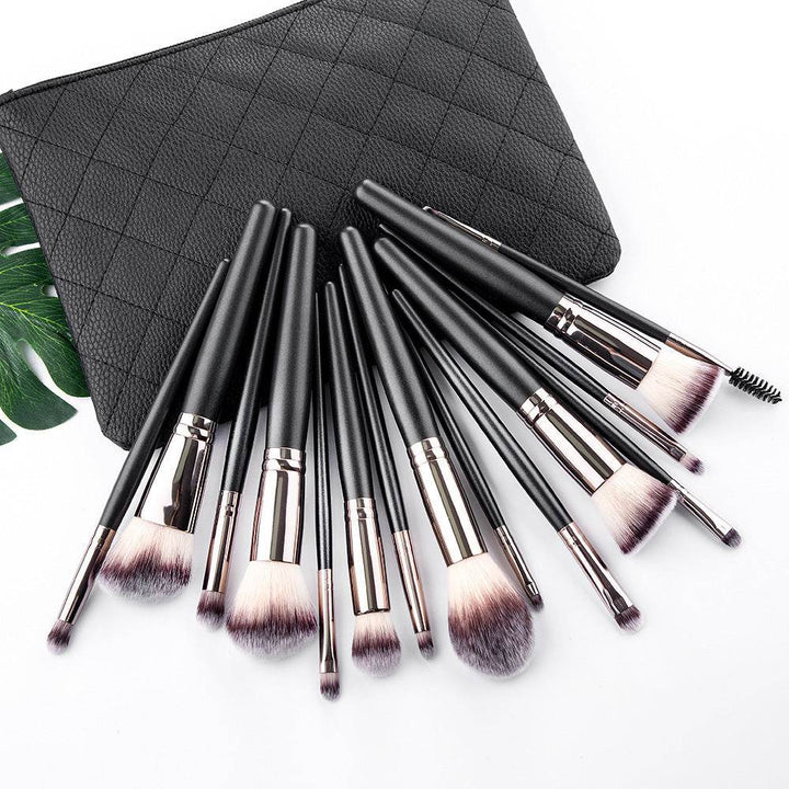 15 Makeup Brushes Set Full Set Matte Black Makeup Tools - ZEYTONCART