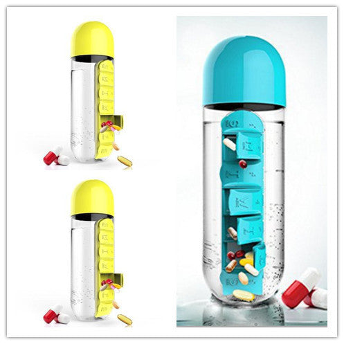 Direct Selling Two-In-One Water Cup Pill Box 7-Day Pill Box 7 Grids Outdoor Easy To Carry Water Bottle One Week With Pill Box Cup - ZEYTONCART