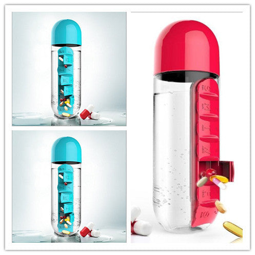 Direct Selling Two-In-One Water Cup Pill Box 7-Day Pill Box 7 Grids Outdoor Easy To Carry Water Bottle One Week With Pill Box Cup - ZEYTONCART