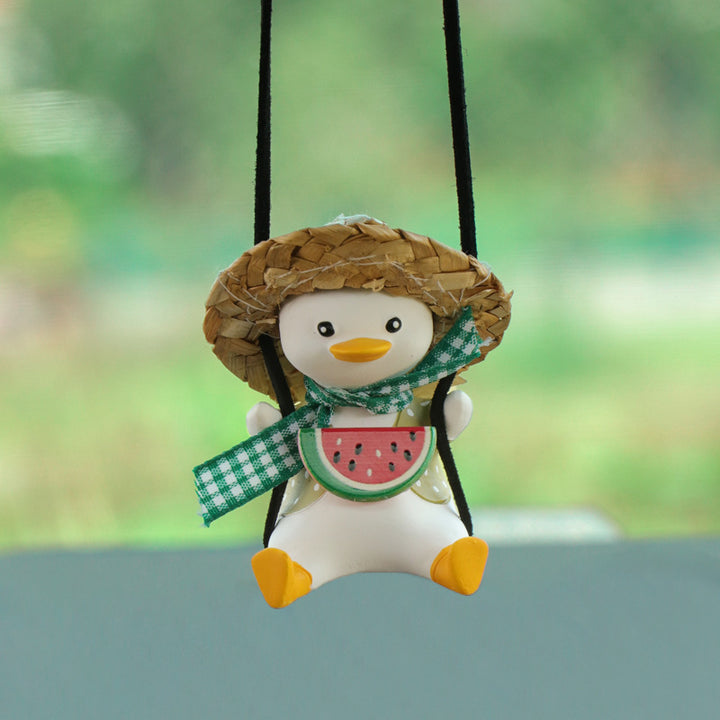 Car Pendant Cute Anime Little Duck Swing Auto Rearview Mirror Hanging Ornaments Interior Decoraction Accessories For Girls Gifts - ZEYTONCART