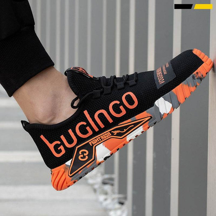 Indestructible Steel Toe Work Shoes For Men Letter Print Puncture Proof Sneakers - ZEYTONCART