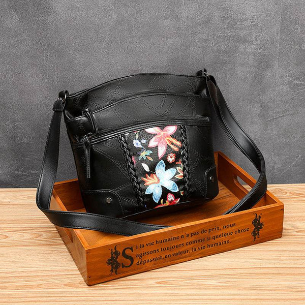 Soft Leather Textured Women's Pouches New Fashion Messenger Bag Mom Shoulder Bag Middle-aged And Elderly Trendy Women's Bags - ZEYTONCART