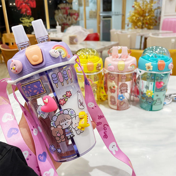 Children's Portable Cute Creative Double-tube Water Cup Two-in-one - ZEYTONCART