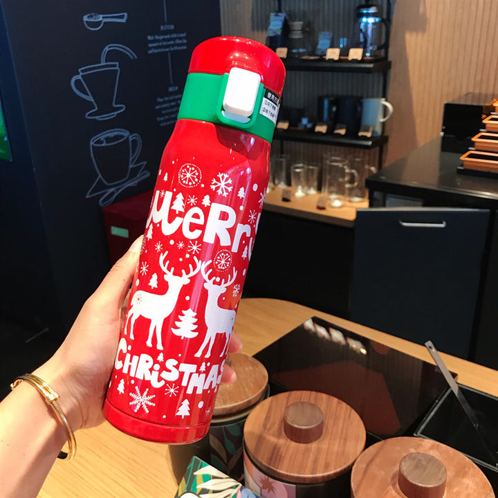 Elk Vacuum Mug Christmas Gift Portable Water Cup - ZEYTONCART