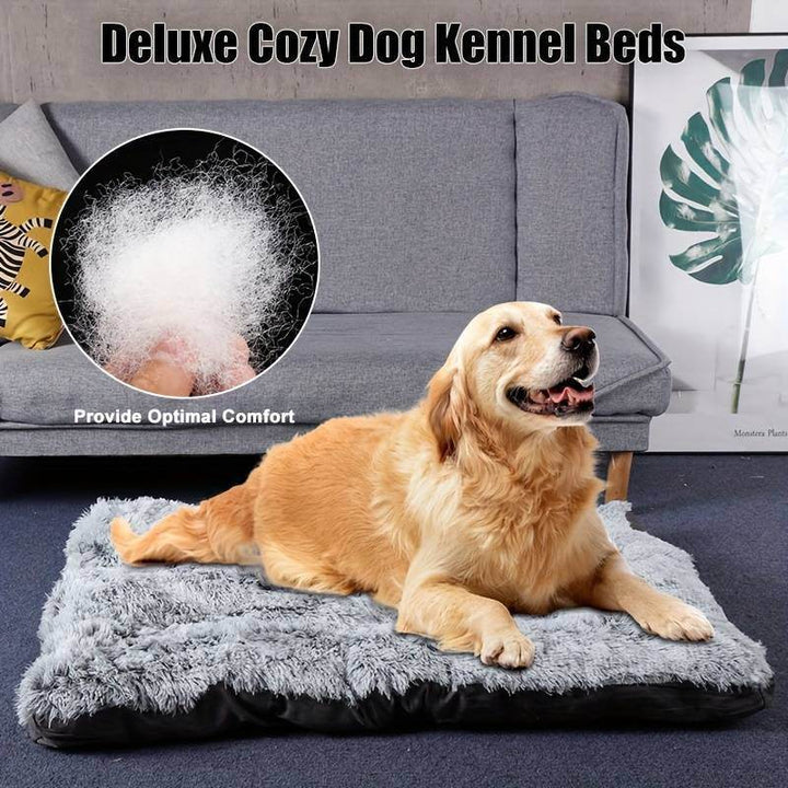 Pet Dog Bed Long Plush Cozy Warm Sleeping Beds Washable Anti-Slip Kennel Mats - ZEYTONCART