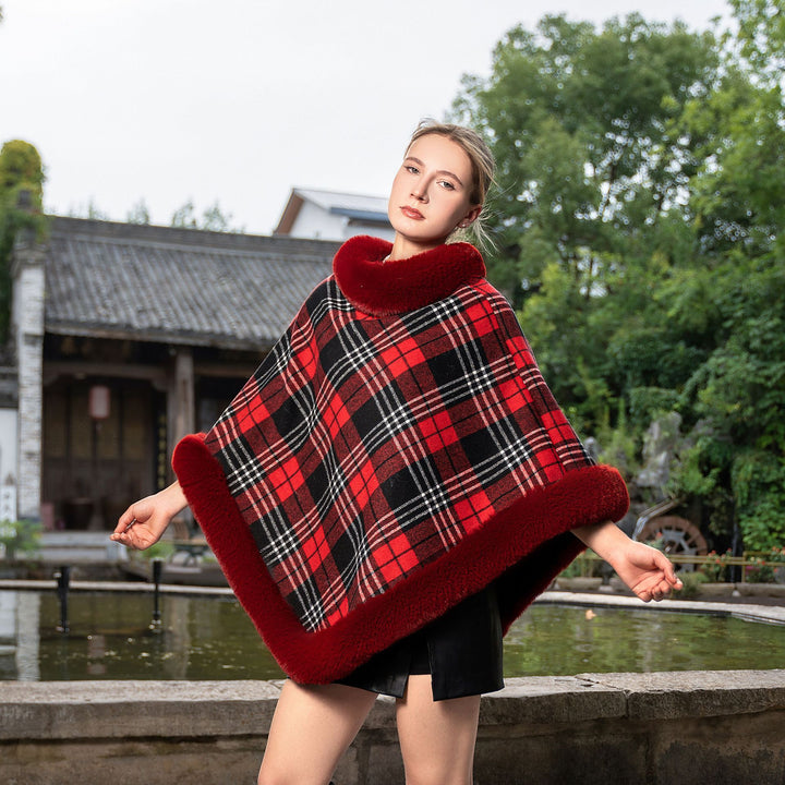 Elegant Autumn And Winter Warm Cloak Fleece-lined Thickened Fur Shawl - ZEYTONCART