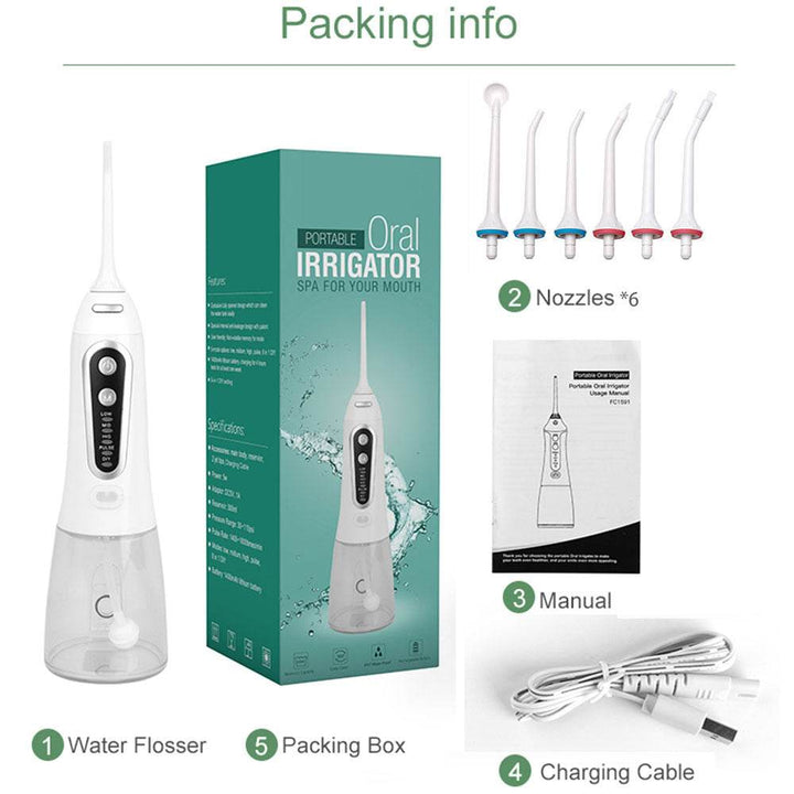 5 Modes Oral Irrigator, Portable Flosser, USB Rechargeable, Water - ZEYTONCART