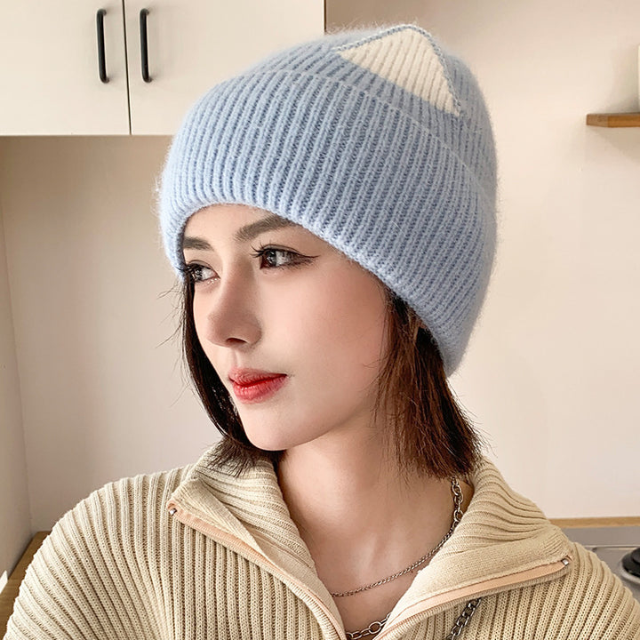 Cat Ears Woolen Knitted Hat Women's Spring And Autumn Winter Korean Style - ZEYTONCART