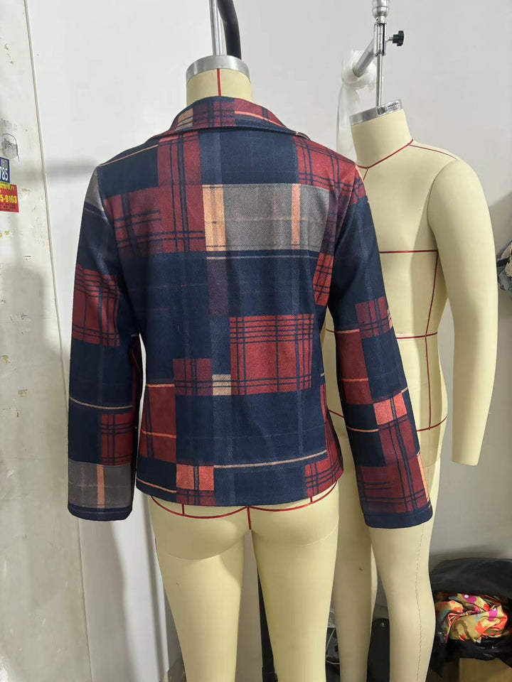 Plaid Retro Warm Coat Autumn And Winter Stand Collar - ZEYTONCART