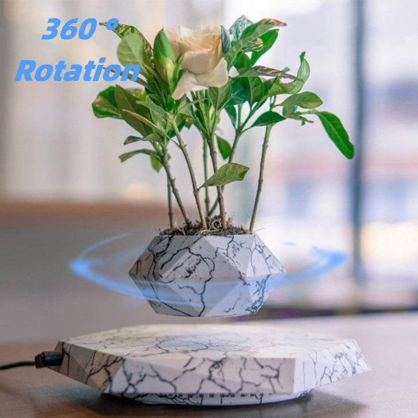 Levitating Plant Pot Marble Color Floating Planter Magnetic Levitation Bonsai Pot Office Home Decoration Kids Birthday Gift Home Decor - ZEYTONCART