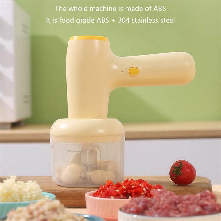 2 In 1 Electric Garlic Chopper USB Rechargeable Vegetable Chili Meat Ginger Masher Handheld Multipurpose Kitchen Gadgets - ZEYTONCART